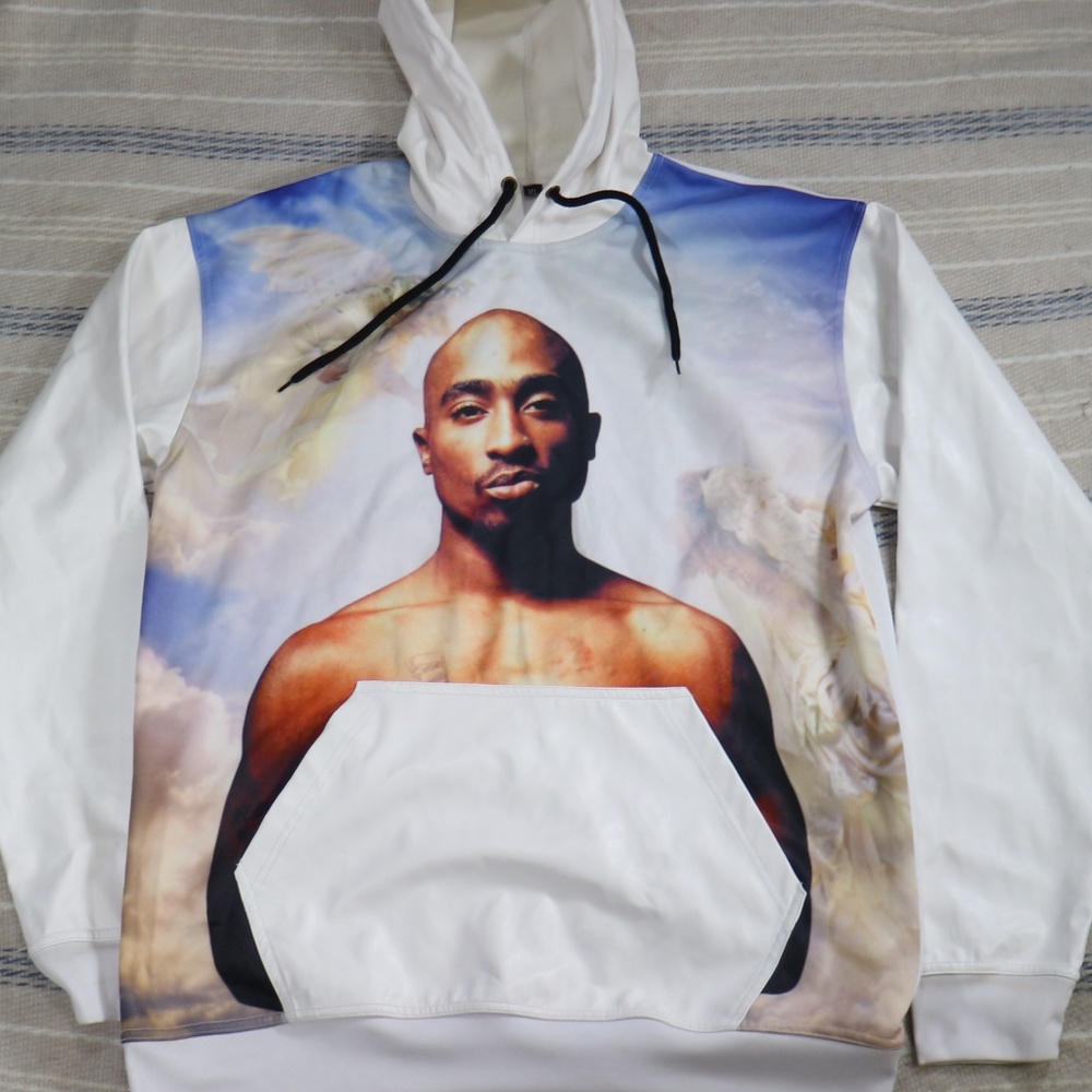 TUPAC 2PAC Heaven's Angel Print Hoodie Sz XL - Picture 2 of 8